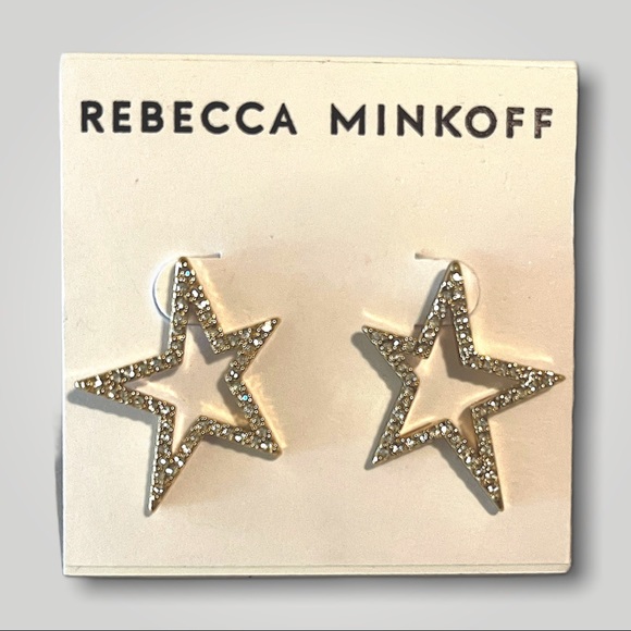 Gold Swarovski Crystal Star Earrings Pierced
